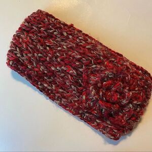 D&Y FASHION WINTER WARM Red KNITTED HEAD WRAP 3D FLOWER HEADBAND